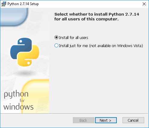 Imagen 3: Instalación de Python 2.7.14